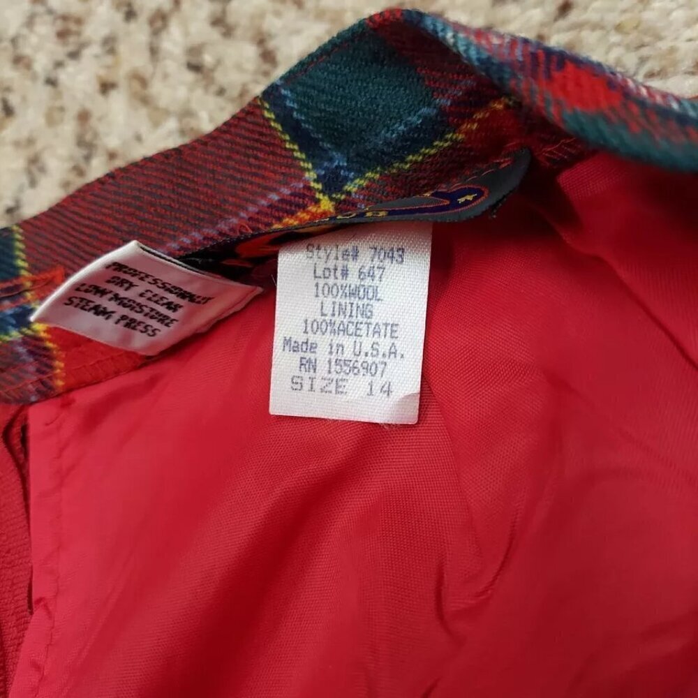 Vintage Charter Club 100% New Pure Wool Plaid Mini Pencil Skirt 14 Lined Red - Picture 12 of 12